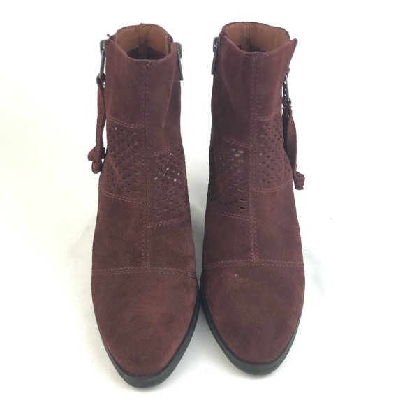 Lucky Brand Ramses Bootie Red Leather Boot Zip Up Cowboy Boots Western - Picture 4 of 8